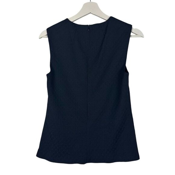 Theory Shell Jacquard Textured Navy Wool Blend Top size XS Sleeveless - Picture 3 of 10